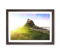 Holy Island Lindisfarne Painting Framed Print | A2 Walnut Framed Wall Art | Ready to Hang | Modern Landscape Picture | Living Room Bedroom Lounge Office