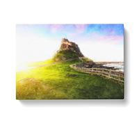 Holy Island Lindisfarne Painting Modern Art Canvas Wall Art Print Ready to Hang, Framed Picture for Living Room Bedroom Home Office Décor, 76x50 cm (30x20 Inch)