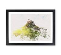 Holy Island Lindisfarne Watercolour Framed Print | A2 Black Framed Wall Art | Ready to Hang | Modern Landscape Picture | Living Room Bedroom Lounge Office