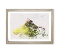 Holy Island Lindisfarne Watercolour Framed Print | A2 Oak Framed Wall Art | Ready to Hang | Modern Landscape Picture | Living Room Bedroom Lounge Office