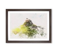 Holy Island Lindisfarne Watercolour Framed Print | A2 Walnut Framed Wall Art | Ready to Hang | Modern Landscape Picture | Living Room Bedroom Lounge Office