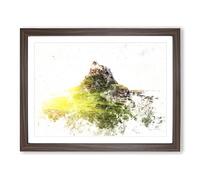 Holy Island Lindisfarne Watercolour Modern Framed Print | A4 Walnut Framed Wall Art | Ready to Hang | Modern Landscape Picture | Living Room Bedroom Lounge Office
