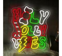 Holy Jolly Vibes Neon Sign Merry Christmas Neon Signs for Wall Decor Dimmable USB Powered Xmas Neon Light LED Sign for Christmas Xmas Party Windows Home Decor Bedroom Living room Bar 15.74”X11.41”