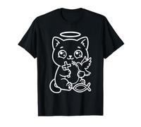Holy Kawaii Cat Cross Christianity Christian Church Cute Value Graphic T-Shirt