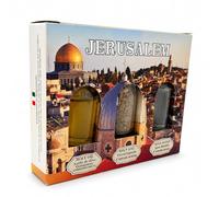 Holy Land Blessing Gift Set - 3-Piece Spiritual Elements Trio with Blessed Olive Oil, Sacred Jerusalem Soil & Jordan River Holy Water - Traditional Religious Souvenir (Jerusalem)