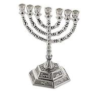 Holy Land Gifts 4338 Menorah 12 Tribes Silverplated 7 Branched 5 In.