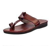 Holy Land Market CAMEL Men's Genuine Leather Biblical Sandals/Flip Flops 38 M EU Brown