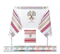 Holy Land Market Grafted IN - Messianic Christian Prayer Shawl/Tallit Prayer Shawl - Creation and Restoration Talit, Pink, 72 x 22 Inches