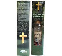 Holy Land Market Jordan River Holy Water - Scented, 200 ml, with Olive Wood Cross Cover, Holy Sepulchre Jerusalem, Holy Water from the Jordan River With Decorative Packing