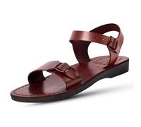 Holy Land Market Men/Women Biblical Jesus Leather Sandals/Slides From Jerusalem (Jerusalem Black), Brown, 13-13.5 Women/10-10.5 Men