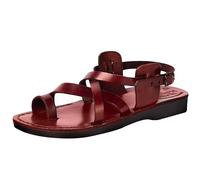 Holy Land Market Men/Women Biblical Jesus Leather Sandals/Slides From Jerusalem (Jesus - Style I), Brown, 7-7.5 Women/5.5-6 Men