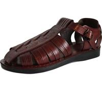 Holy Land Market Men/Women Biblical Jesus Leather Sandals/Slides From Jerusalem (Nathaniel Style I), Brown, 8-8.5 Women/6-6.5 Men