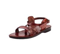 Holy Land Market Men/Women Biblical Jesus Leather Sandals/Slides From Jerusalem (Yashua-Style II), Brown, 14-14.5 Women/11-11.5 Men