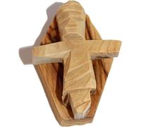 Holy Land Market Olive Wood Baby Jesus with Cradle - Small Wooden Figurine, 2.25 x 1.5 in