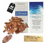 Holy Land Market Olive Wood Pocket Crosses - 2.75 in, Certificate from Bethlehem, 50 Crosses, Holy Land Olive Wood Cross
