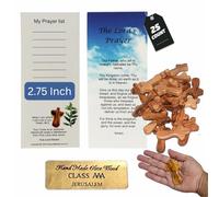 Holy Land Market Olive Wood Pocket Crosses - 2.75 in, Handmade in Bethlehem, 25 Pack of the Holy Land Olive Wood Cross with Certificates (25 Crosses from the Holy Land)