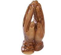 Holy Land Market Olive Wood Praying Hands (6"h) - Green