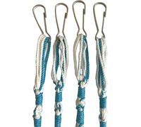 Holy Land Market Tzitzits Set of Four - White with Blue Thread Tassels with Hanging Hooks, Messianic Tzitzit, Sky Blue