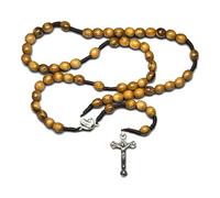 Holy Land Olive Wood Rosary, Handmade in Bethlehem & Jerusalem with Crucifix, Soil Sample & Certificate