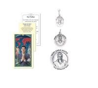 Holy Lines St. Carlos Acutis Gift Set - Laminated Prayer Card, Pocket Token, Round Medal & Clip-On Medal