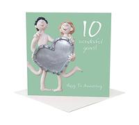 Holy Mackerel 10th wedding anniversary card (tin wedding anniversary) designed by Erica Sturla. Card is 15cm square and blank inside for your own message.Made in the UK