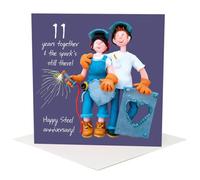 Holy Mackerel 11th wedding anniversary card (steel) designed by Erica Sturla. Card is 15cm square and blank inside for your own message