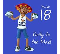 Holy Mackerel 18th birthday card for a boy - designed by artist Erica Sturla - 15cm square and blank inside for your message - made in the UK