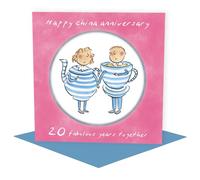 Holy Mackerel 20th (china) wedding anniversary card - designed by Rosie Brooks - 15cm square and blank - for him, her, husband, wife, couple etc