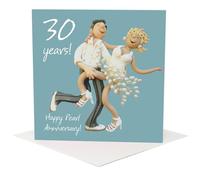 Holy Mackerel 30th wedding anniversary card, pearl anniversary card for couple parents mum and dad, funny anniversary card for husband wife, 15cm square greeting card with envelope, blank inside