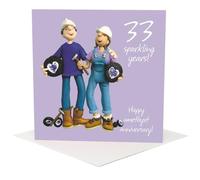 Holy Mackerel 33rd Anniversary Card for Couple - Fun Amethyst Wedding Anniversary Card - 33 Sparkling Years - Original Artwork by Erica Sturla