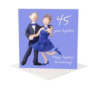 Holy Mackerel 45 wonderful years sapphire 45th wedding anniversary card for a couple - designed by artist Erica Sturla - 15cm square and blank inside for your message - made in the UK