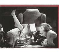 Holy Mackerel A good book retro black and white photographic card featuring a vintage image of a young woman reading - 12.6 x 17.7cm and blank inside