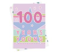 Holy Mackerel A hundred years young 100th birthday card for her - comes with a gorgeous decorated envelope - 12 x 17cm and blank inside