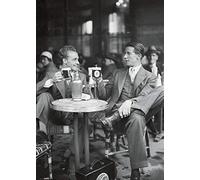 Holy Mackerel a pint together retro black and white photographic card featuring a vintage image of male friends enjoying a pint of beer - 12.6 x 17.7cm and blank inside