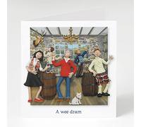 Holy Mackerel a wee dram whisky themed blank greeting card - designed by artist Erica Sturla - 15cm square and blank inside for your own message