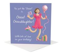 Holy Mackerel adult great granddaughter birthday - designed by Erica Sturla - 15cm square and blank inside - made in the UK