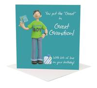 Holy Mackerel adult great grandson birthday - designed by Erica Sturla - 15cm square and blank inside - made in the UK