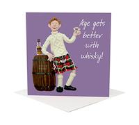 Holy Mackerel Age Gets Better With Whisky Birthday Greeting Card Card is 15cm square and blank inside