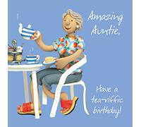 Holy Mackerel amazing auntie birthday card - designed by artist Erica Sturla - 15cm square and blank inside for your message - made in the UK