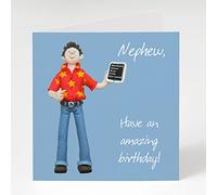 Holy Mackerel amazing nephew birthday card - designed by artist Erica Sturla - 15cm square and blank inside for your message - made in the UK