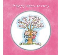 Holy Mackerel Anniversary blossom, a 15cm square anniversary card featuring Rosie Brooks artwork, blank inside for your message. Anniversary card for him, her, husband, wife, couple etc