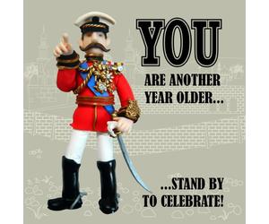 Holy Mackerel another year older Lord Kitchener birthday card featuring the military commander - designed by artist Erica Sturla - 15cm square and blank inside for your message - made in the UK