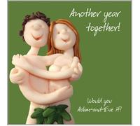 Holy Mackerel another year together wedding anniversary card for a couple - designed by artist Erica Sturla - 15cm square and blank inside for your message - made in the UK