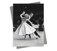 Holy Mackerel Ballroom dancers vintage photographic card featuring an image of a couple dancing in the Grand Prix of Europe, 1961-12.6 x 17.7cm and blank inside