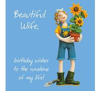 Holy Mackerel Beautiful wife, an Erica Sturla birthday greetings card, 15cm square, printed in the UK and blank inside.