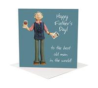 Holy Mackerel best old man Father's Day card for an older dad - designed by artist Erica Sturla - 15cm square and blank inside for your message - made in the UK