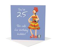 Holy Mackerel Birthday Bubbles female 25th birthday card designed by Erica Sturla, for sister, daughter, wife, niece etc. Card is 15cm square and blank inside for your own message