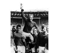 Holy Mackerel Bobby Moore retro black and white photographic card featuring a vintage image of after the World Cup 1966-12.6 x 17.7cm and blank inside
