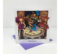 Holy Mackerel burlesque themed blank greeting card - designed by artist Erica Sturla - 15cm square and blank inside for your own message