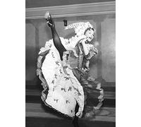 Holy Mackerel can can retro black and white photographic card featuring a vintage image of a dancer kicking her heels - 12.6 x 17.7cm and blank inside